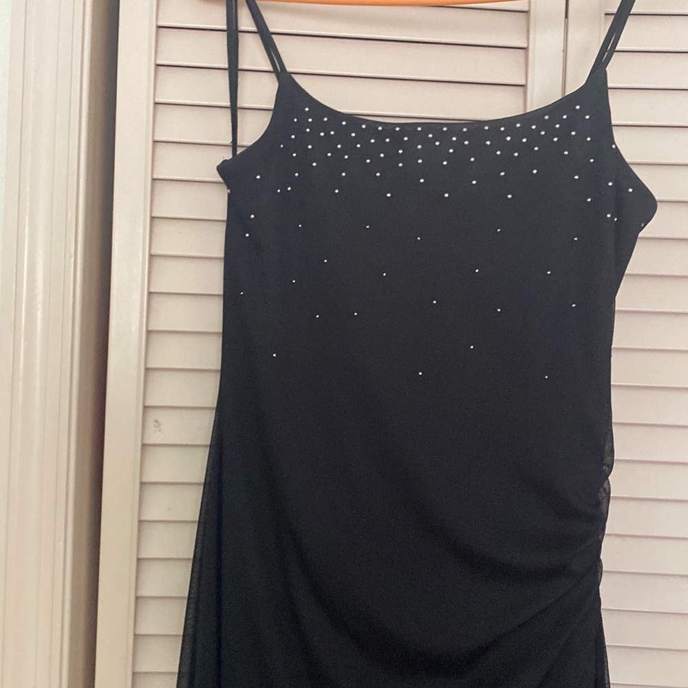 Dressy pant dress with your font layering over it